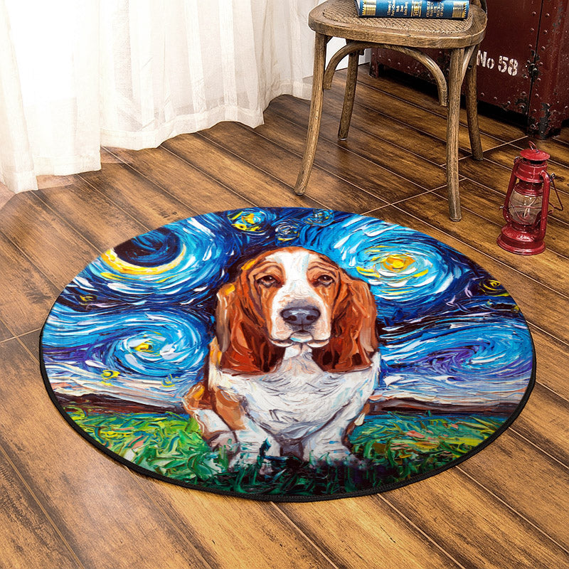 Basset Hound DD160802RR Round Area Rug