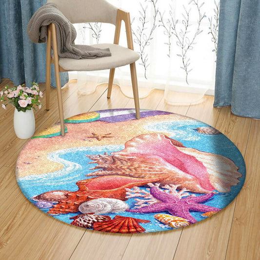 Beach Seashell DV2810226RR Round Area Rug