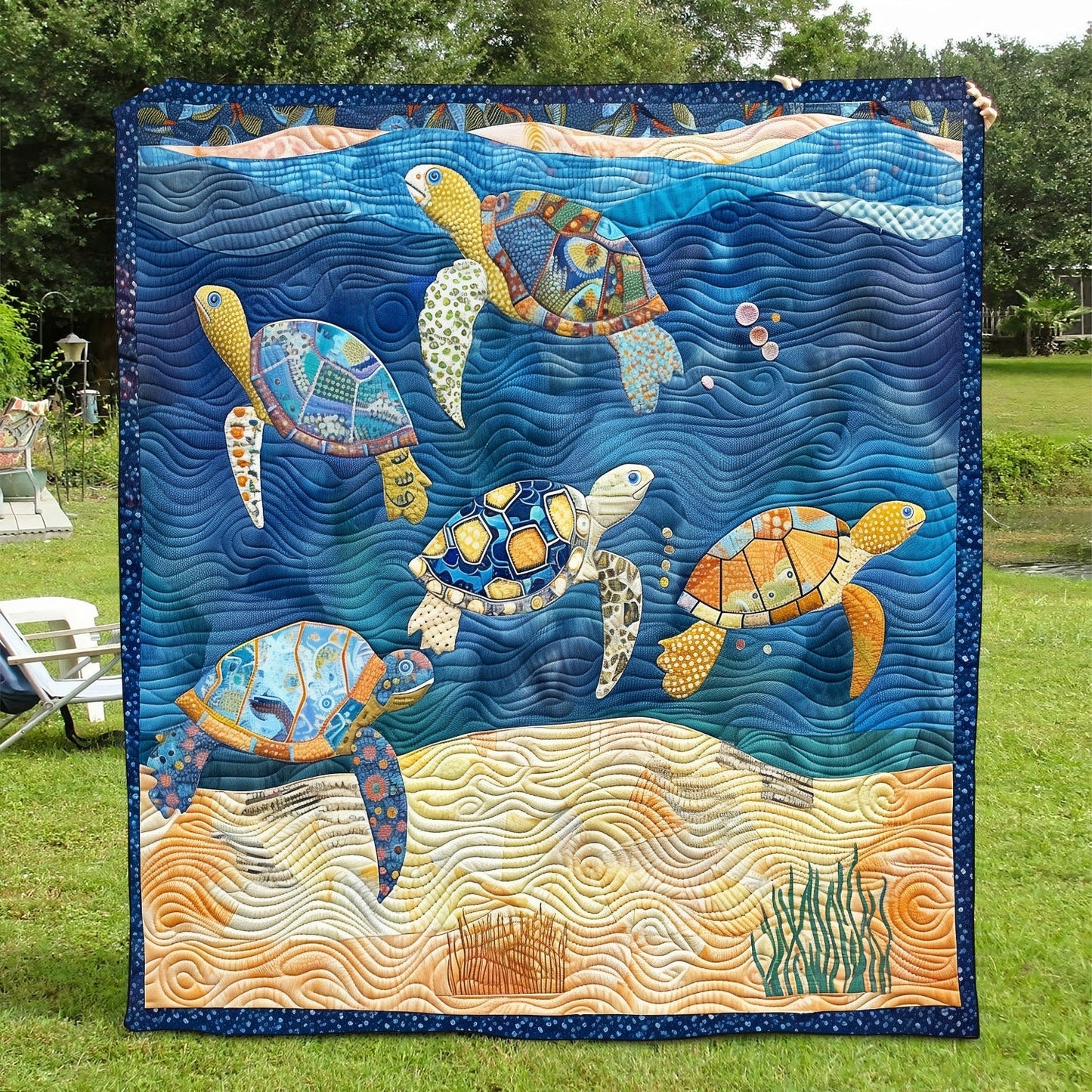 Beachcomber Turtles Quilted Blanket NCU0TH1183