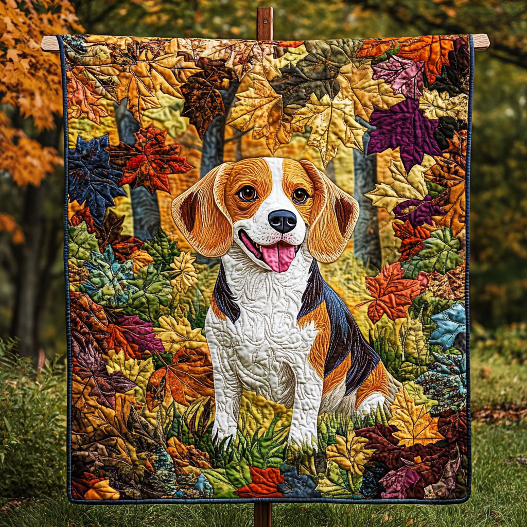 Beagle Autumn Hike Quilted Blanket NCU0PT1595