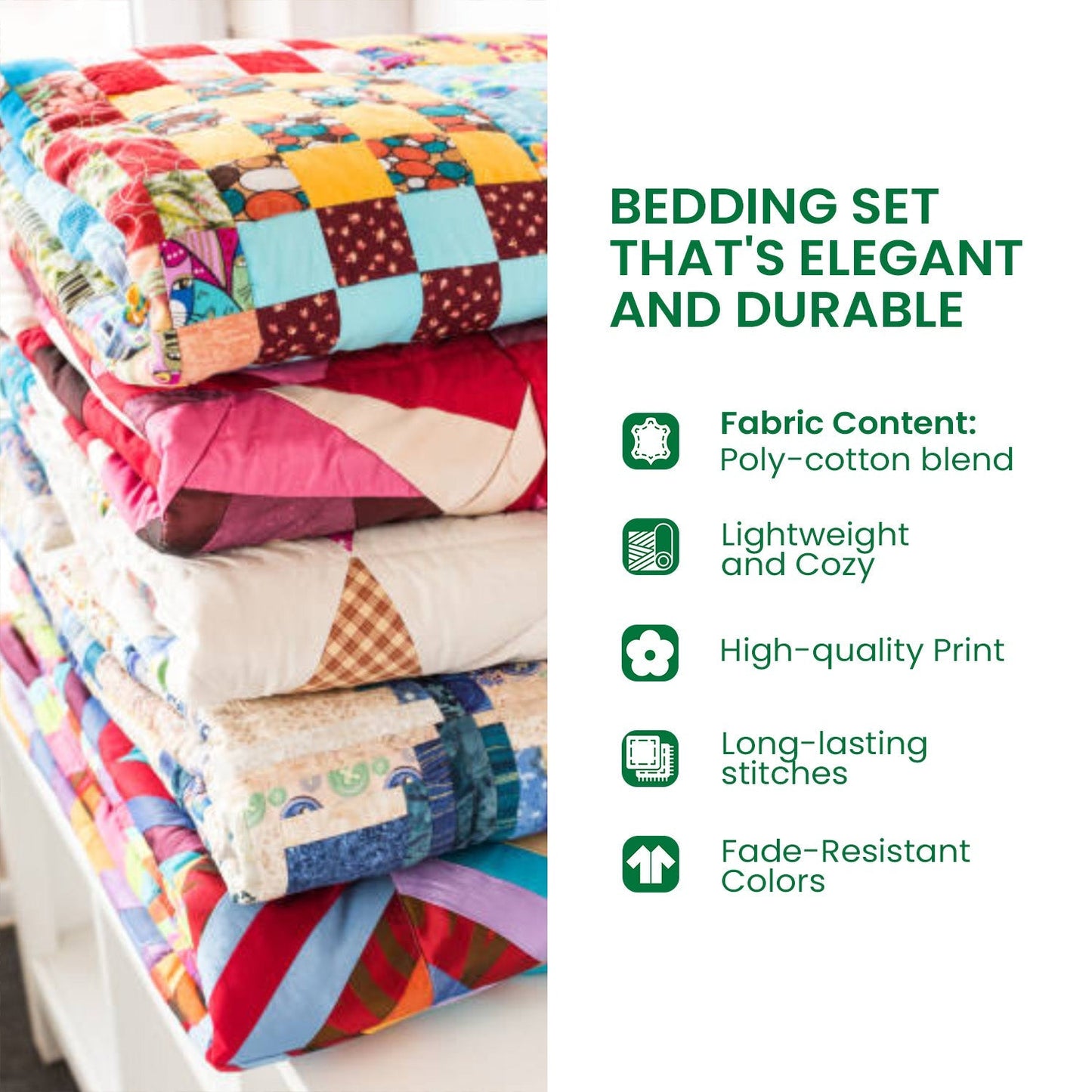 Emerald Gnome Dreams 3-Piece Quilted Bedding Set NCU0TL2230