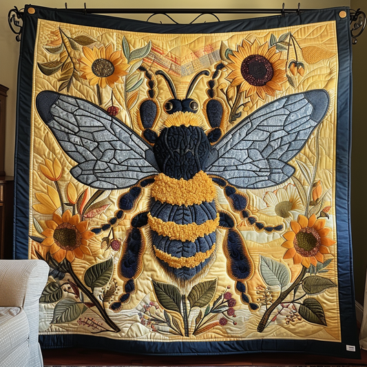 Bee Sunflower Quilted Blanket NCU0DK299