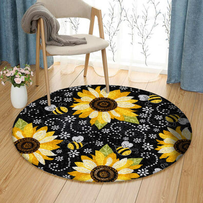 Bee And Sunflower BT170806RR Round Area Rug