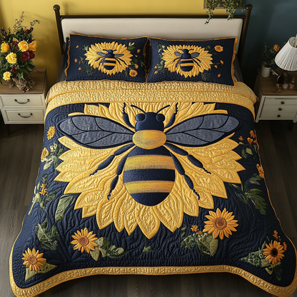 Bee Happy 3-Piece Quilted Bedding Set NCU0DK2432