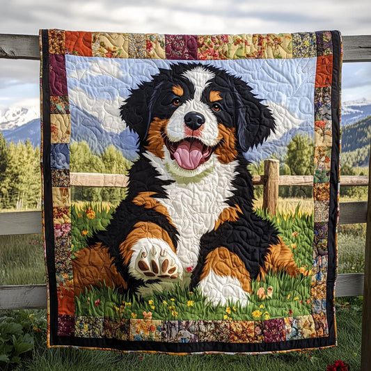 Bernese Mountain Sunrise Quilted Blanket NCU0PT1809