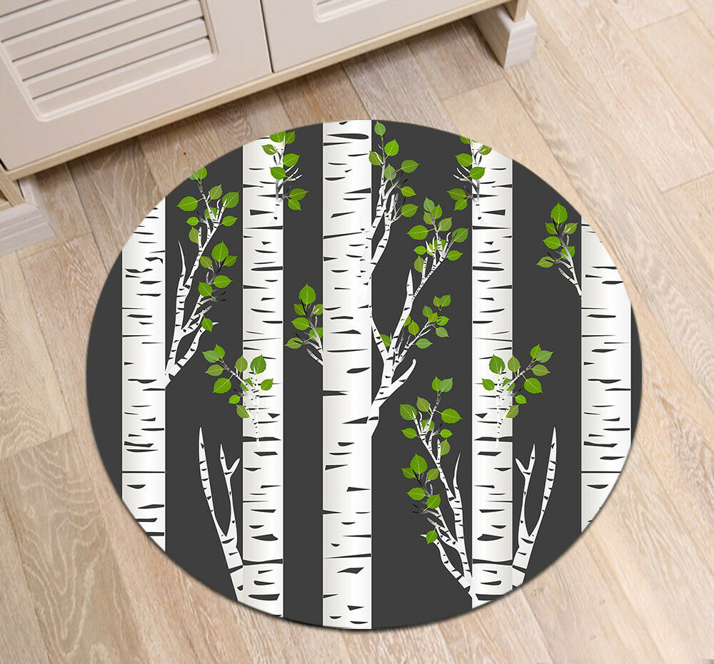 Birch Trunks In Night CLP0710015M Round Area Rug