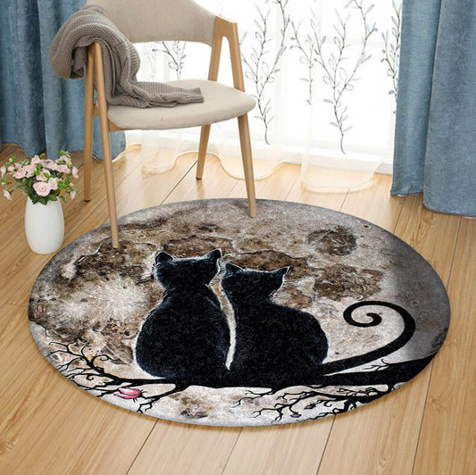 Black Cat Bt070909RR Round Area Rug