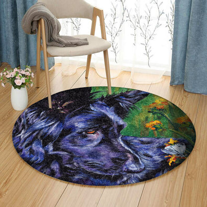 Black German Shepherd BL060910RR Round Area Rug