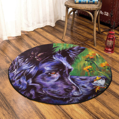 Black German Shepherd BL060910RR Round Area Rug