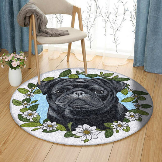 Black Pug HT310712T Round Area Rug