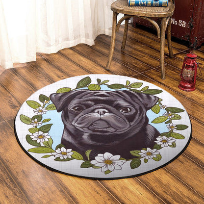 Black Pug HT310712T Round Area Rug