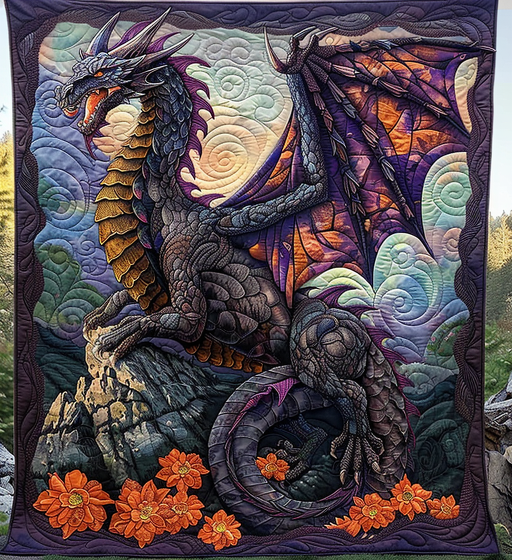 Black Dragon Quilted Blanket NCU0DV2238