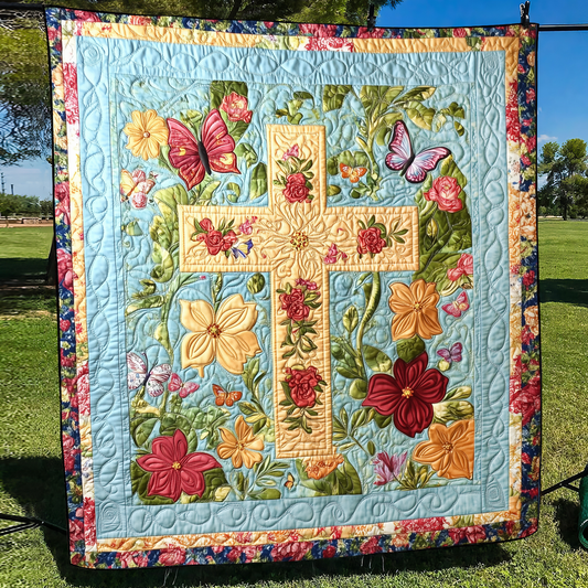 Blessed Cross Quilted Blanket NCU0VL519