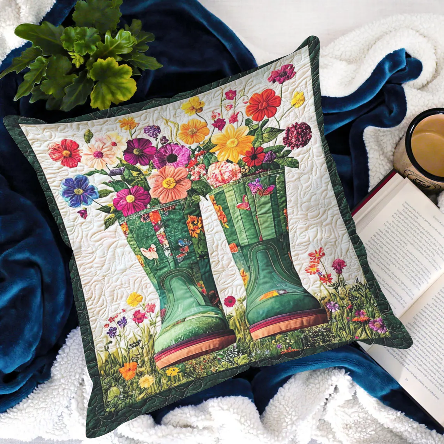 Blooming Boots Quilted Pillow Case NCU0NT1164