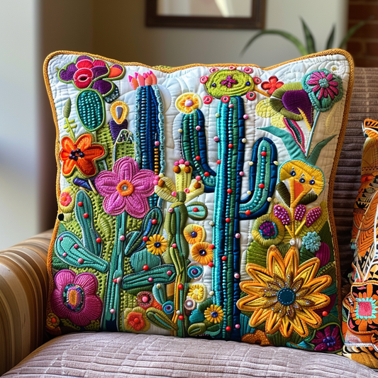 Blooming Cacti Quilted Pillow Case NCU0PD196