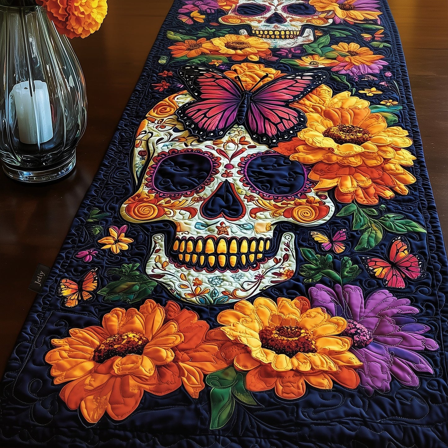 Blooming Calavera Quilted Table Runner NCU0PT2092