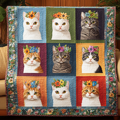 Blooming Cats Quilted Blanket NCU0TL1156