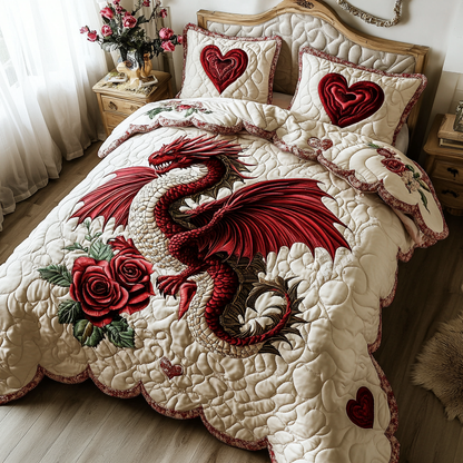 Blooming Dragon Quilted Bedding Set NCU0DV2341