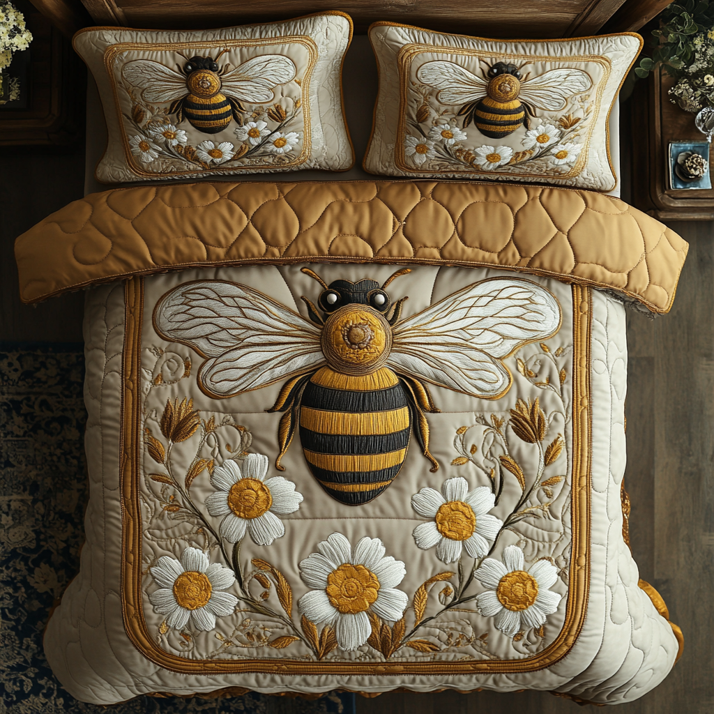 Blooming Hive Quilted Bedding Set NCU0DV2481