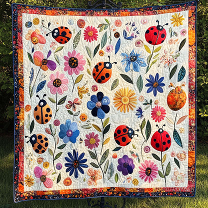 Blooming Ladybug Paradise Quilted Blanket NCU0NT2888