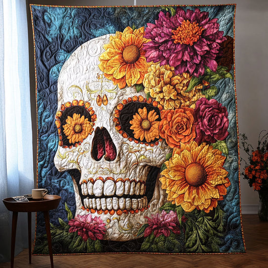 Blooming Skull Quilted Blanket NCU0PT1972