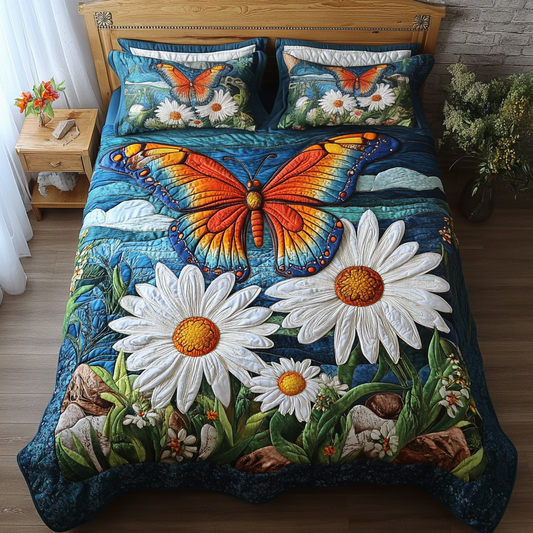 Blooming Wings 3-Piece Quilted Bedding Set NCU0DK2546