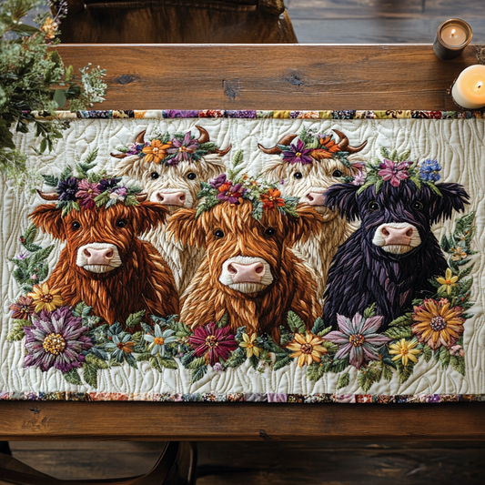 Blossom Bovines Quilted Table Runner NCU0VH1833