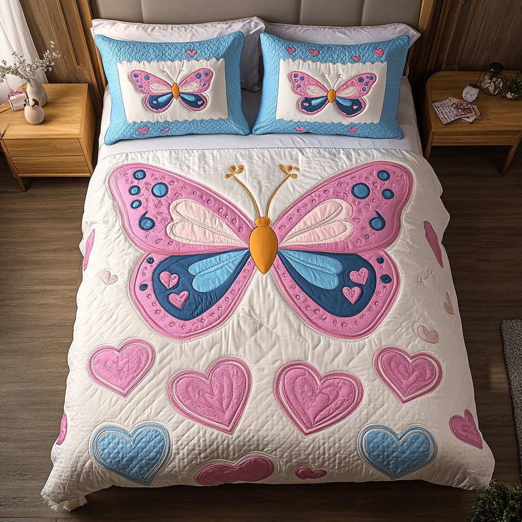 Blossom Wings 3-Piece Quilted Bedding Set NCU0DK2692