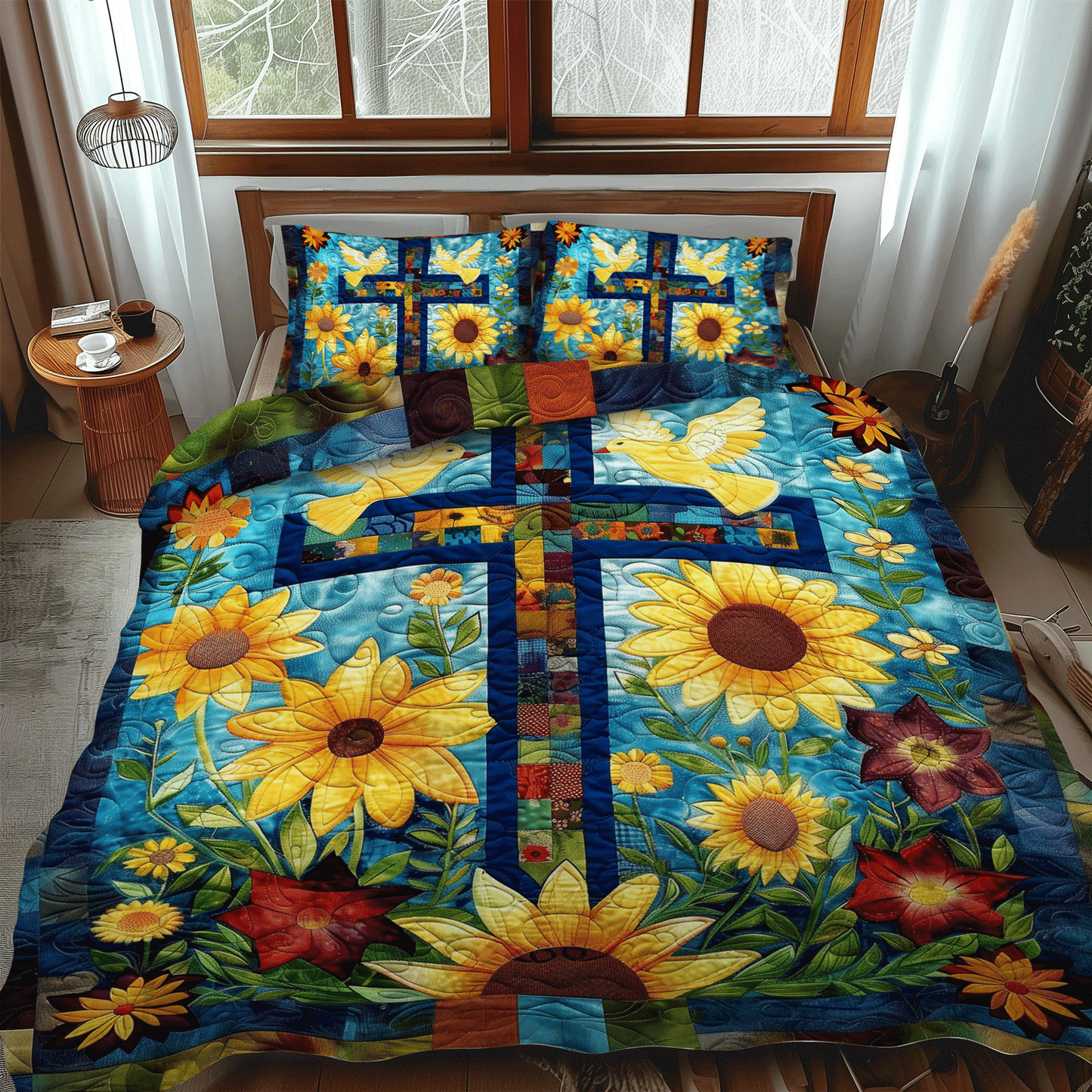 Blossoming Faith 3-Piece Quilted Bedding Set NCU0TH978