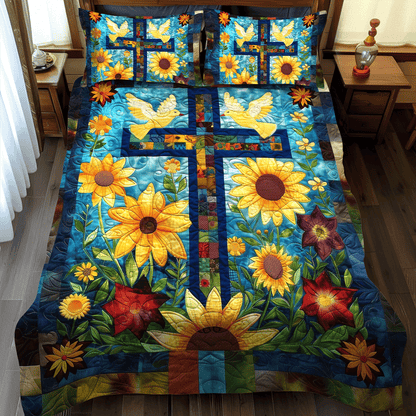 Blossoming Faith 3-Piece Quilted Bedding Set NCU0TH978