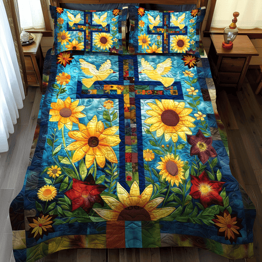 Blossoming Faith 3-Piece Quilted Bedding Set NCU0TH978