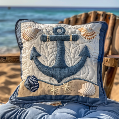 Blue Anchor Quilted Pillow Case NCU0TH288