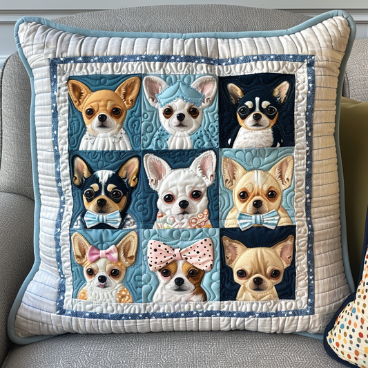 Blue Baby Chihuahua Quilted Pillow Case NCU0TH377