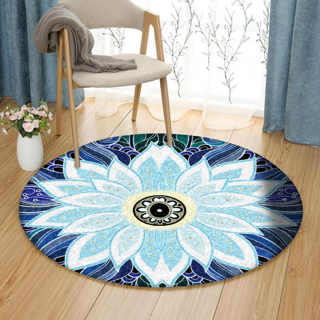 Blue Flower HM1010016TM Round Area Rug