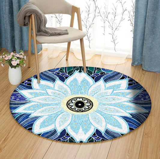 Blue Flower HM1010016TM Round Area Rug