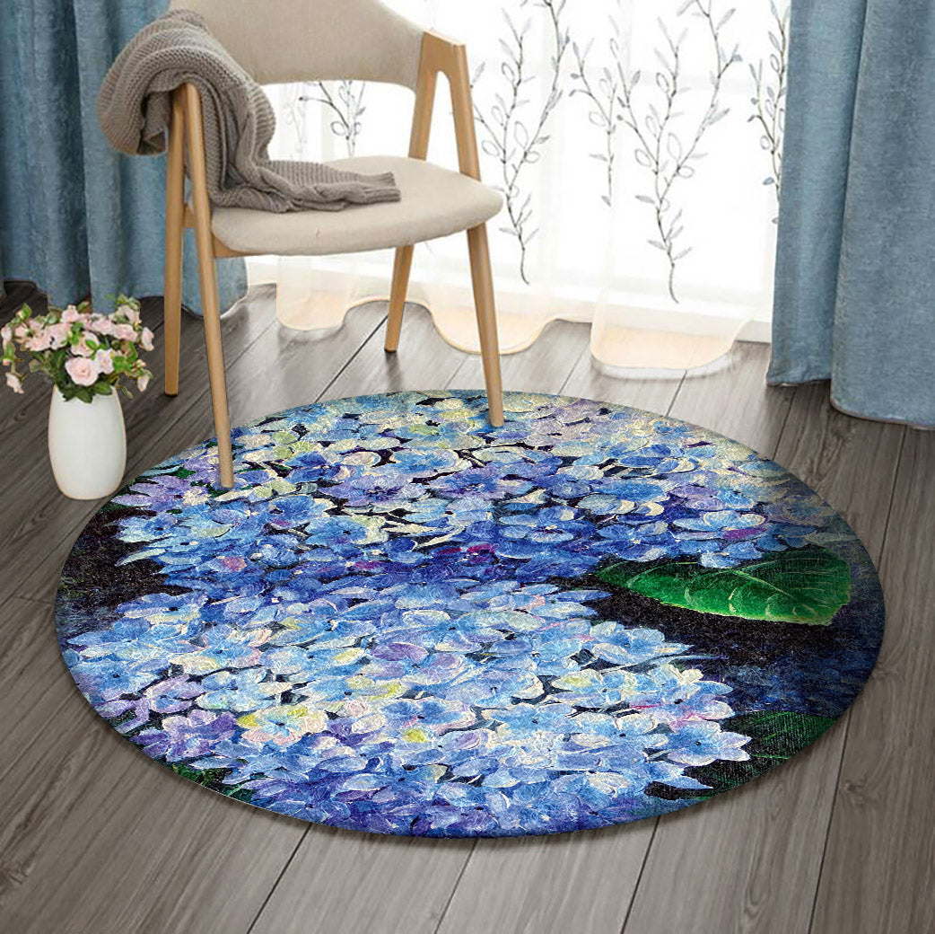 Blue Hydrangea VD1510011RR Round Area Rug