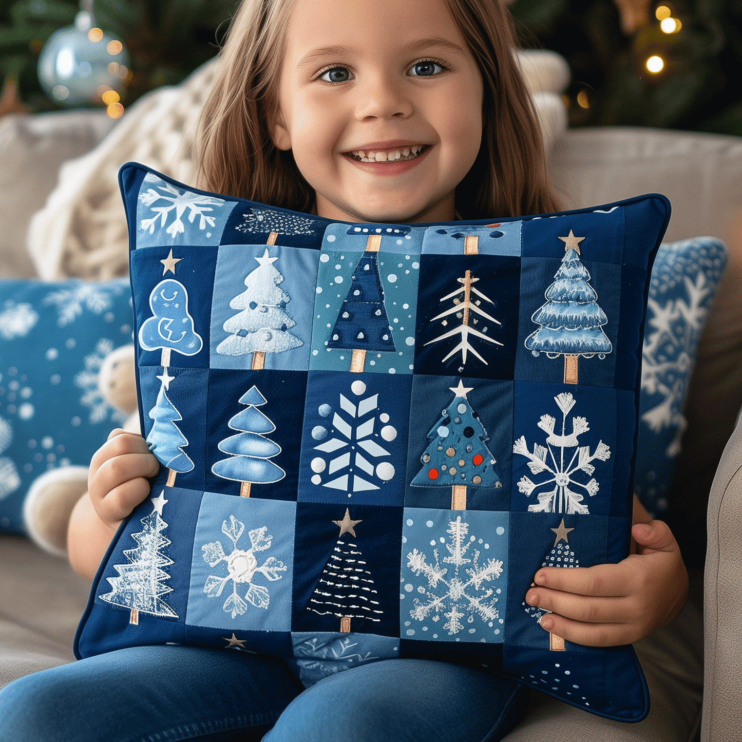 Blue Pines Quilted Pillow Case NCU0TH1136