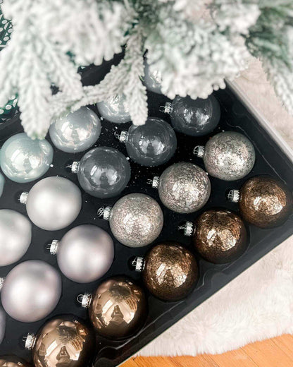 Blue and Gray Essential Glass Ornaments (24 Pack)