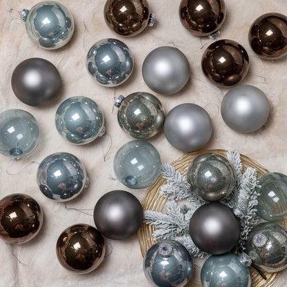 Blue and Gray Essential Glass Ornaments (24 Pack)