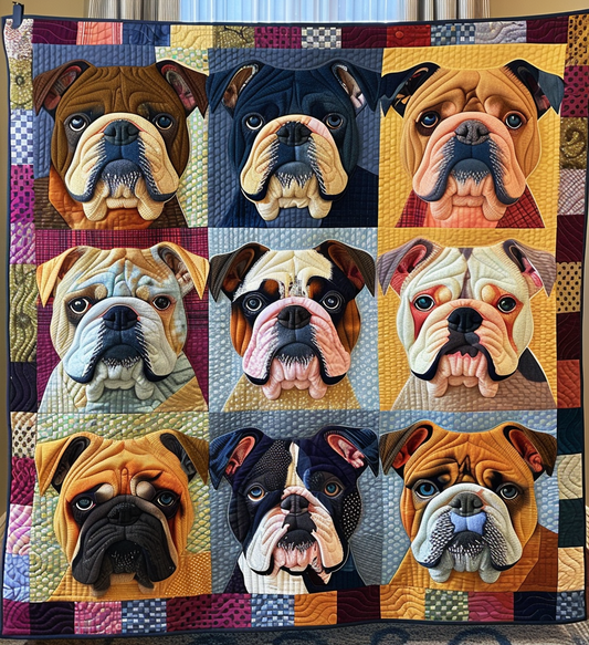 Bold Bulldog Faces Quilted Blanket NCU0DV1790