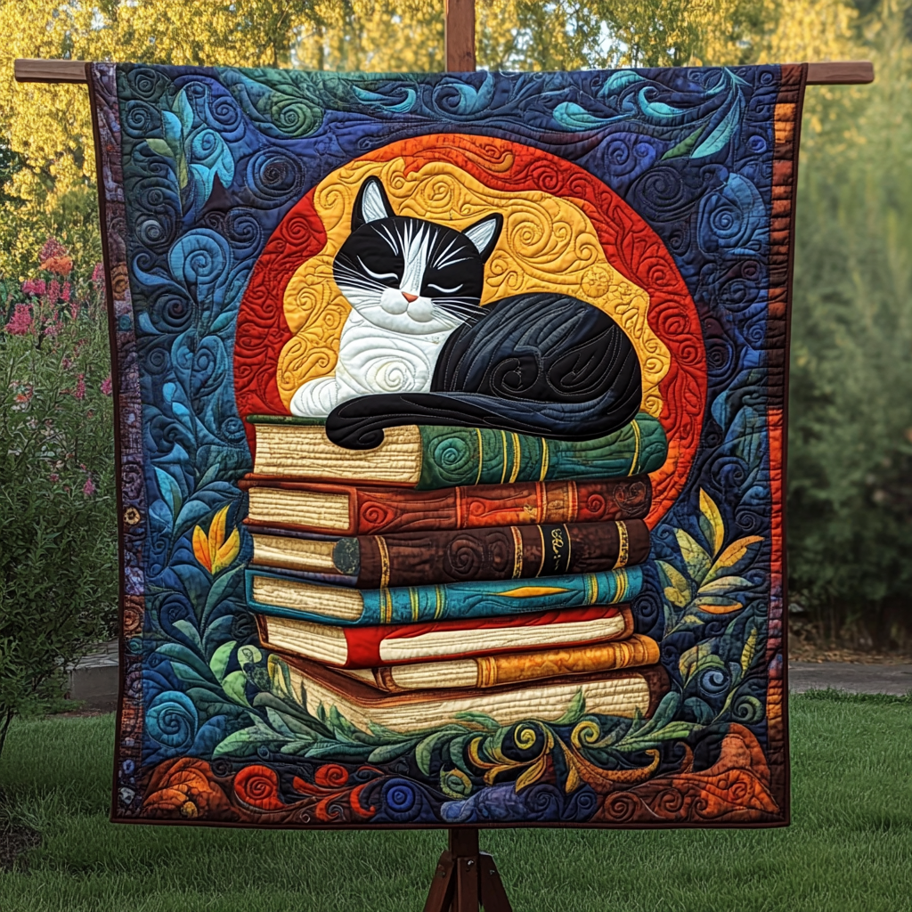 Bookish Kitty Quilted Blanket NCU0VH247