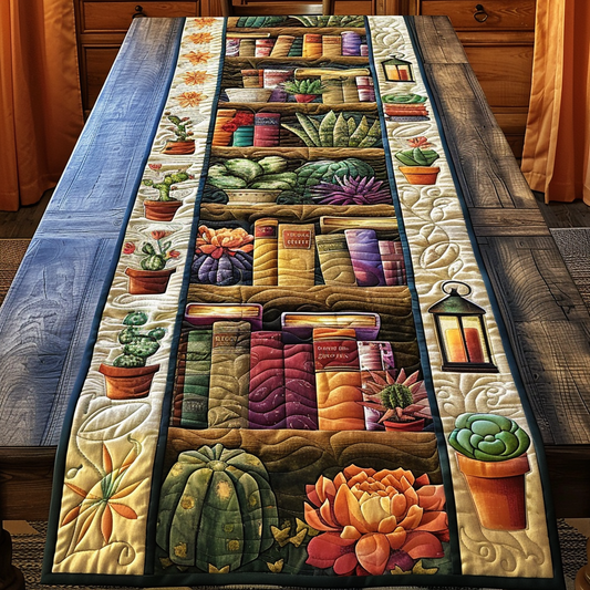 Books and Blooms Quilted Table Runner NCU0TH543