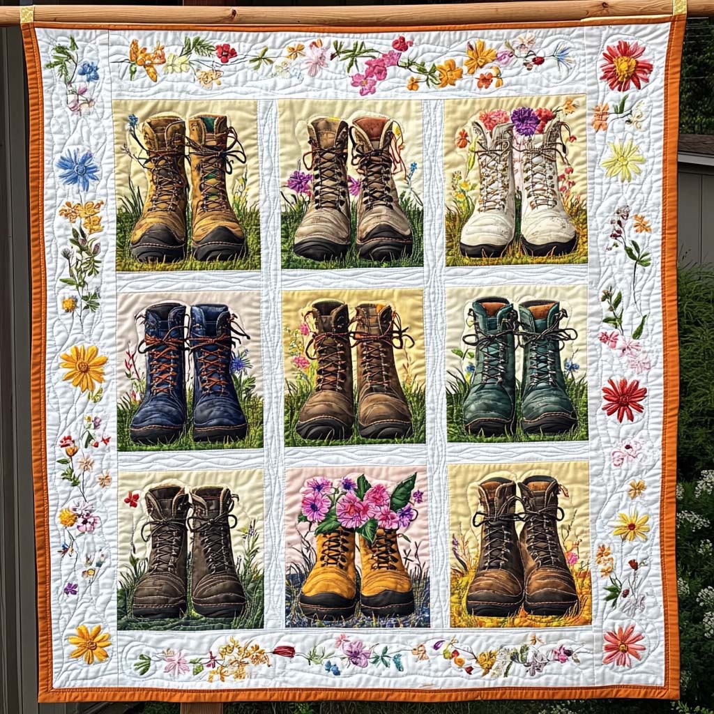 Boots In Bloom Quilted Blanket NCU0NT1165