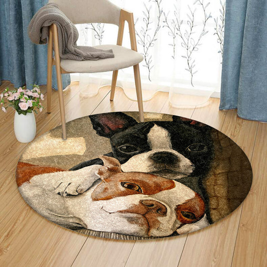 Boston Terrier HT1809004TM Round Area Rug