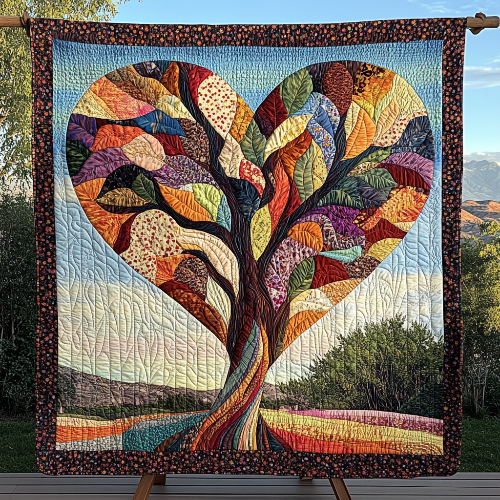 Branching Hearts Quilted Blanket NCU0DK3183