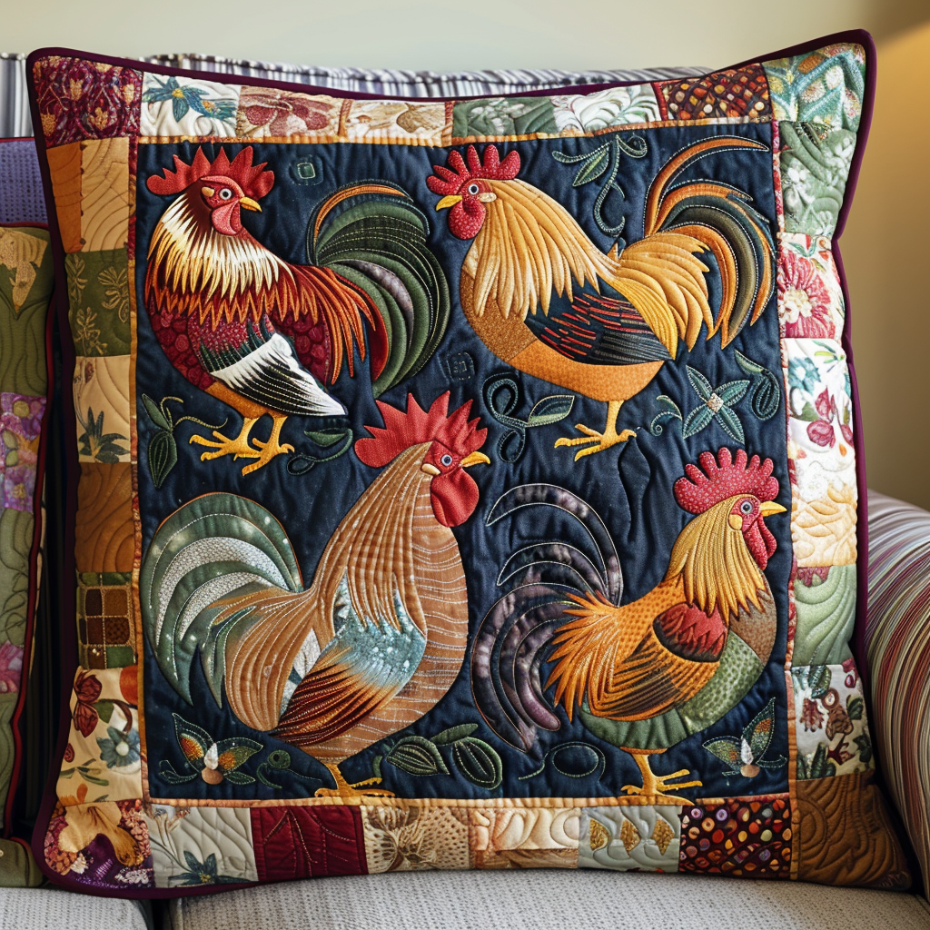 Bright Chickens Quilted Pillow Case NCU0TL523