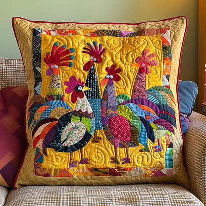 Bright Chickens Quilted Pillow Case NCU0TL534