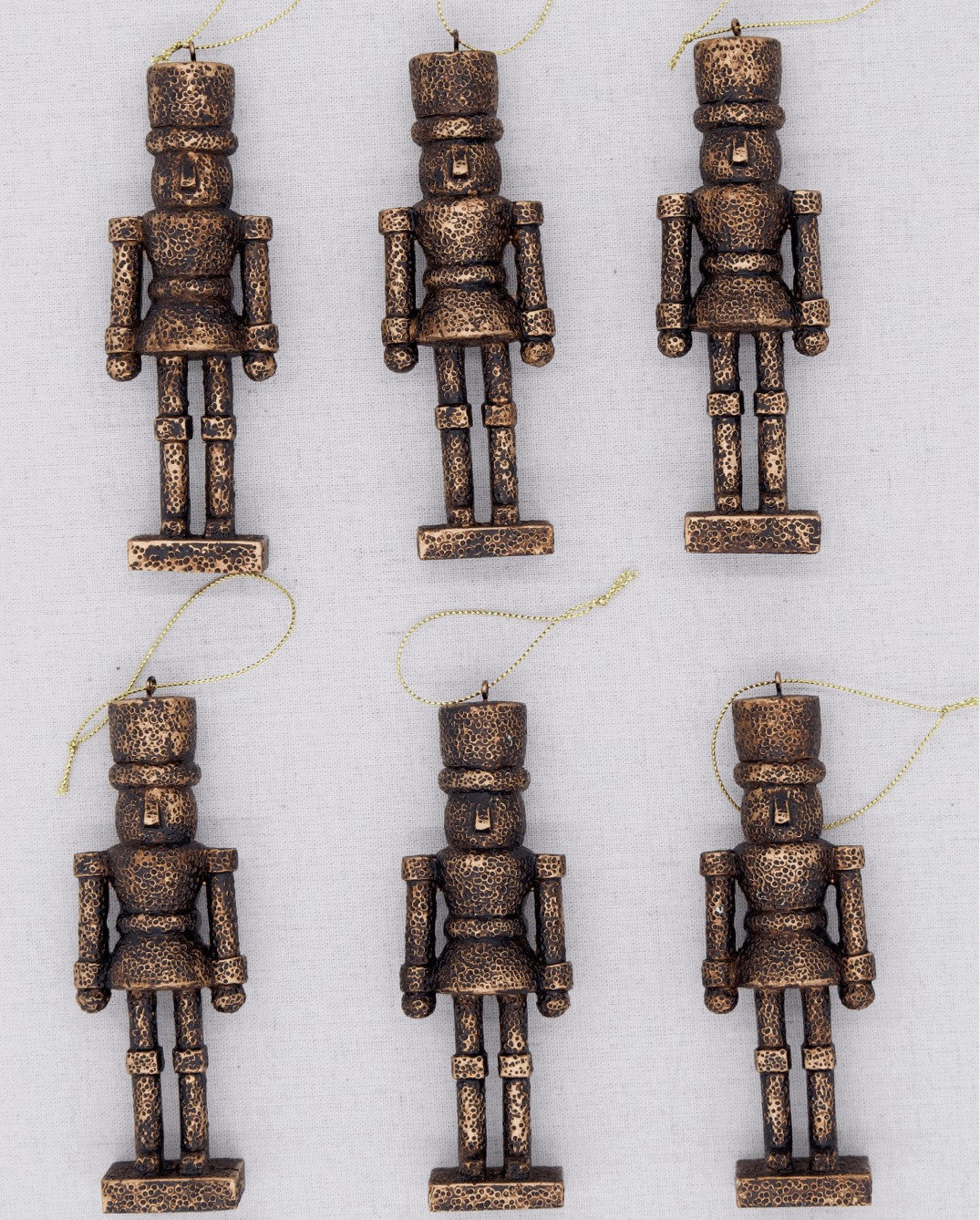 Bronze Nutcracker Glass Ornament Set (6 Pack)