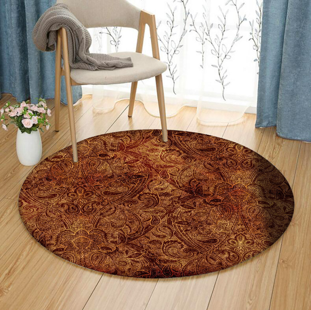 Brown Mandala DN2111112RR Round Area Rug