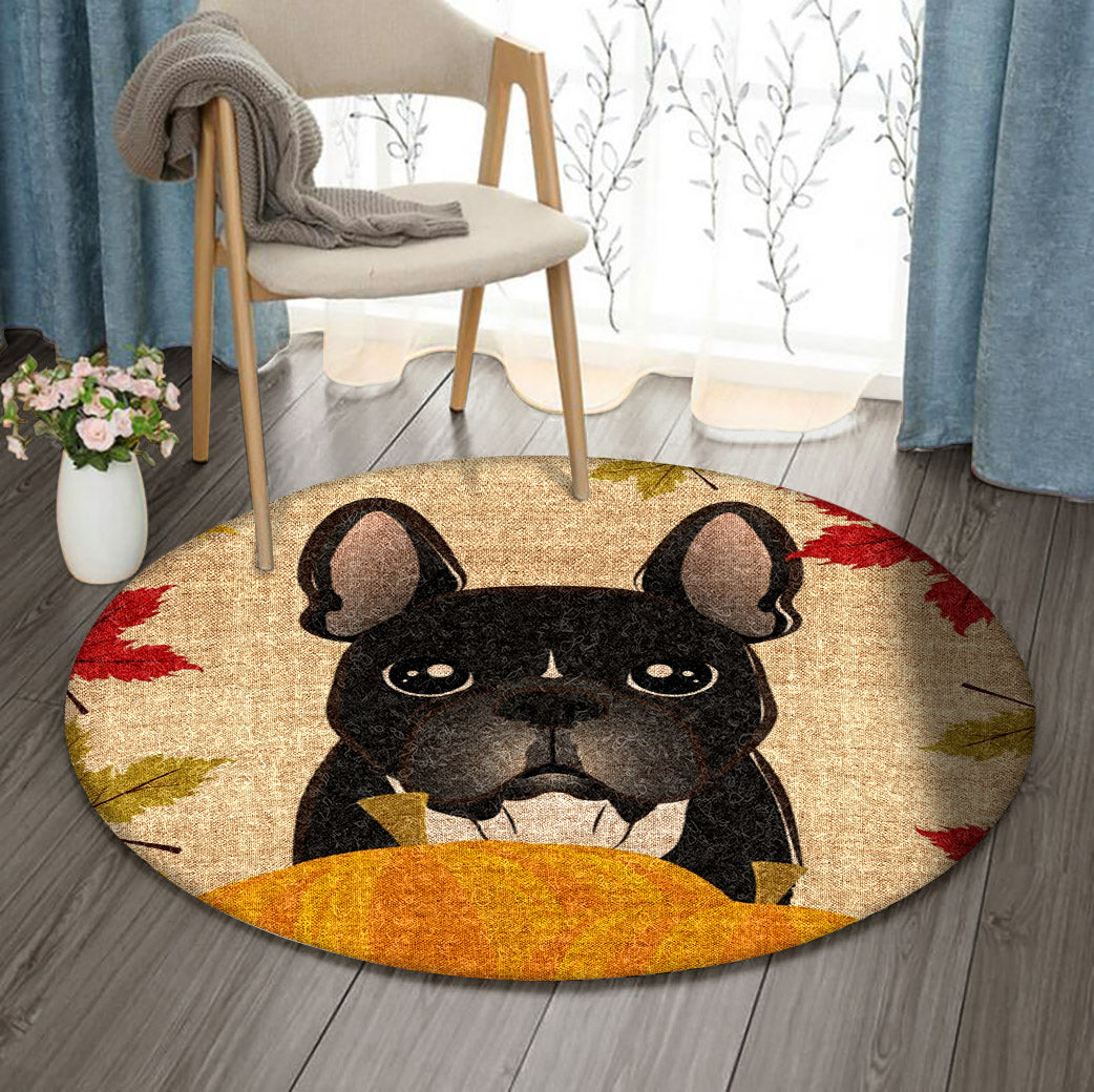 Bulldog Thanksgiving HN0910012RR Round Area Rug